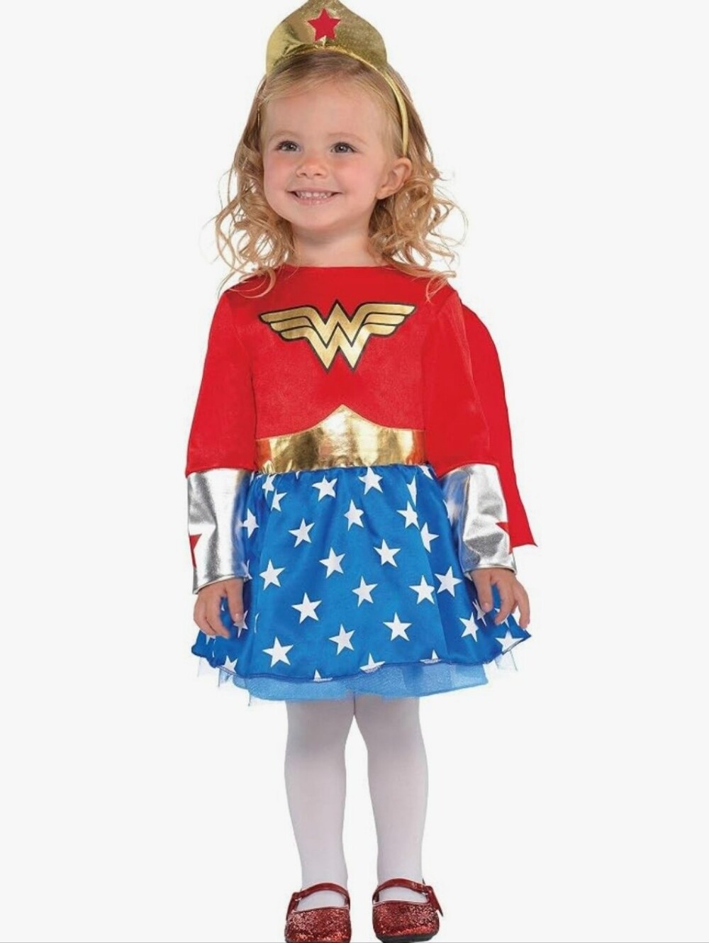 NWT Wonder Woman Red and Blue Girls Costume Dress with Gold Accents 6-12 Months